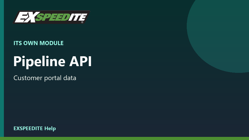 Pipeline API Connection Setup Screen